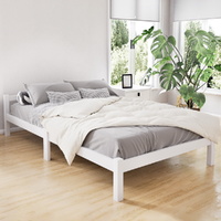 Arrow King Single Size Wooden Bed Frame Mattress Base Timber Platform White