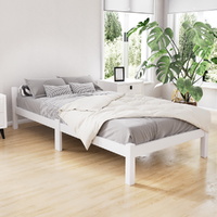 Arrow Single Size Wooden Bed Frame Mattress Base Timber Platform White