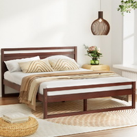 Bed Frame Double Size Wooden Walnut WITTON