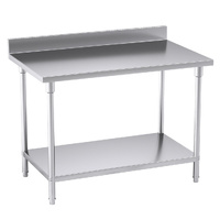 Commercial Catering Kitchen Stainless Steel Prep Work Bench Table with Back-splash 120*70*85cm