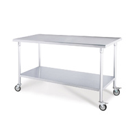 100cm Commercial Catering Kitchen Stainless Steel Prep Work Bench Table with Wheels