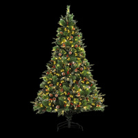 2.1M Christmas Tree with Pine Cones Red Berries Prelit LED Warm Lights