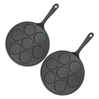 2X 23cm Cast Iron Takoyaki Fry Pan Octopus Balls Maker 7 Hole Cavities Grill Mold