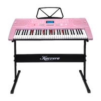 Karrera 61-Key Electronic LED Piano Keyboard with Stand - Pink