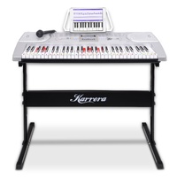 Karrera 61-Key Electronic LED Keyboard Piano with Stand - Silver