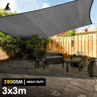 Wallaroo 280GSM Outdoor Sun Shade Sail Canopy Grey Square 3m x 3m