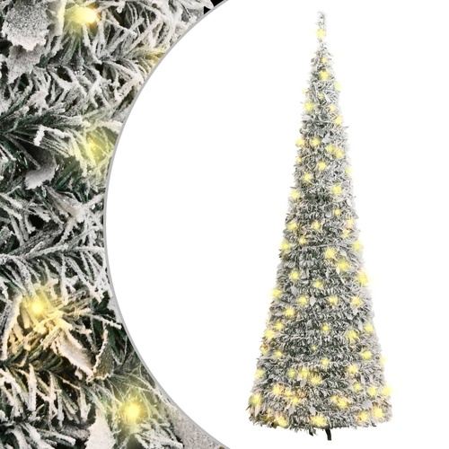 Artificial Christmas Tree Pop-up Flocked Snow 150 LEDs 180 cm