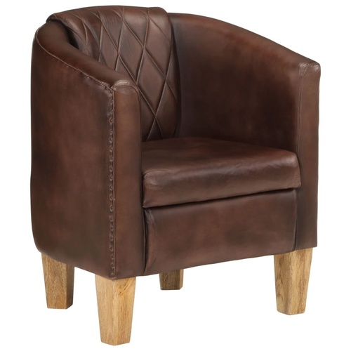 Tub Chair Light Brown Real Leather