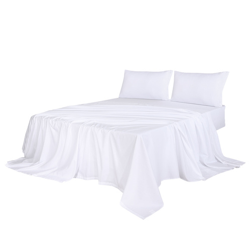  4pcs Double Size 100% Bamboo Bed Sheet Set in White Colour