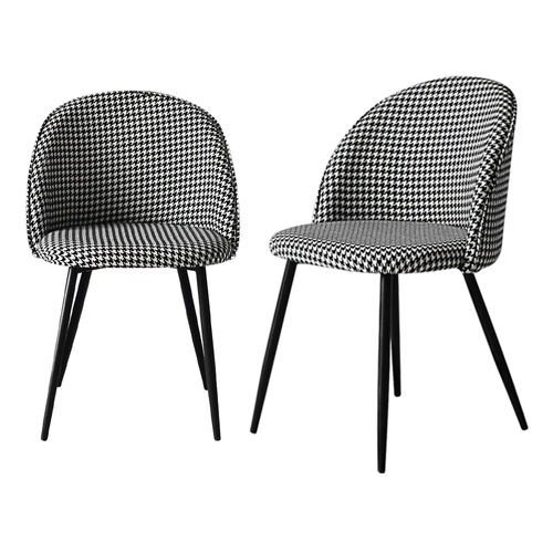  2x Dining Chairs Kitchen Cafe Black and White