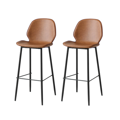  2x Bar Stool Barstools Counter Brown