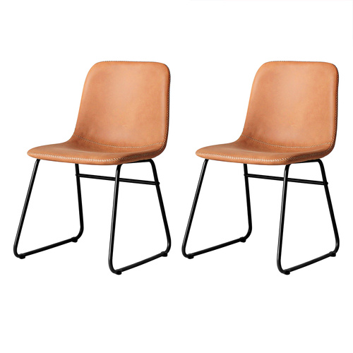  2x Dining Chairs Kitchen Table Brown