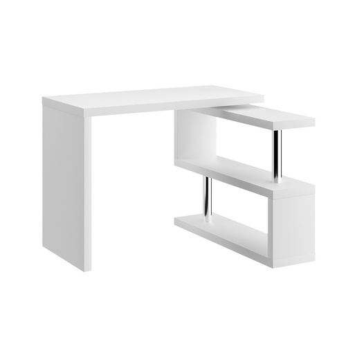 Computer Desk L-Shape Bookshelf White