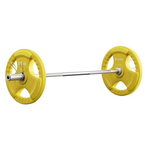 Barbells 46KG 120CM Dumbbell Barbell Plate Weight Lifting Home Gym Yellow