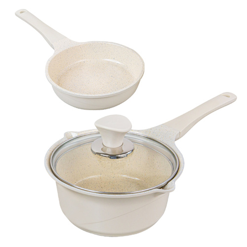 Happy Lambs 16cm Sauce Pot Frying Pan w/ a Lid Set Non-Stick Stone Induction IH Frypan