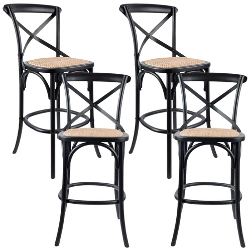 Aster Crossback Bar Stools Dining Chair Solid Birch Timber Rattan Seat