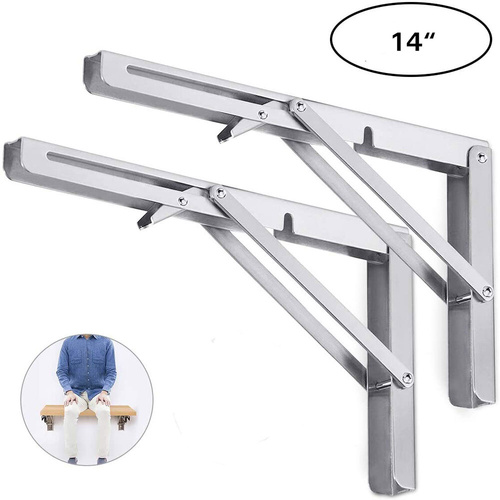 2PCS Steel Wall Mounted Folding Triangle Angle Shelf Support Bracket Rack