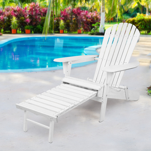 Adirondack Beach Chair with Ottoman - White