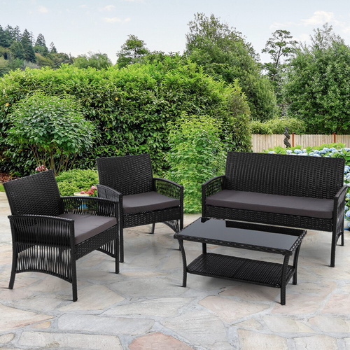 4 PCS Outdoor Furniture Lounge Setting Wicker Dining Set