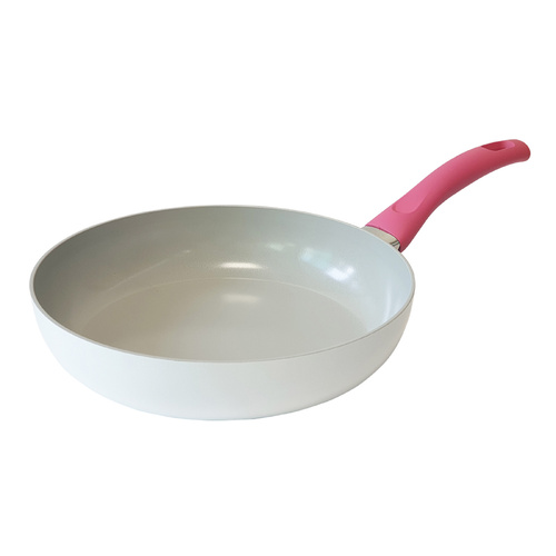 Jiniart Round White Frypan Frying Pan Non-Stick Induction Ceramic