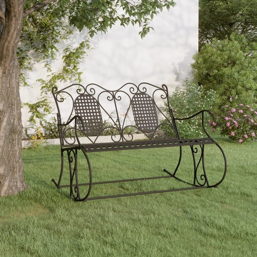 2-Seater Rocking Bench Black Steel