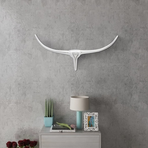 Wall Mounted Aluminium Bulls Head Decoration Silver