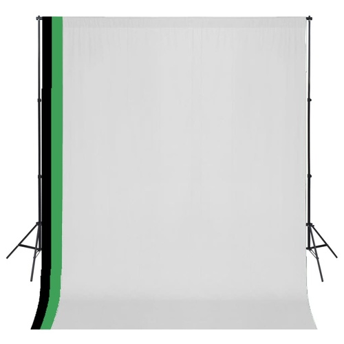 Photo Studio Kit with 3 Cotton Backdrops Adjustable Frame