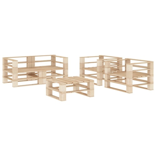 5 Piece Garden Lounge Set Pallets Wood