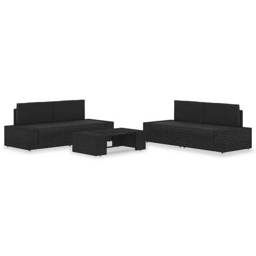 5 Piece Garden Lounge Set Poly Rattan