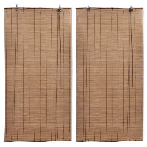 Bamboo Roller Blinds 2 pcs Brown