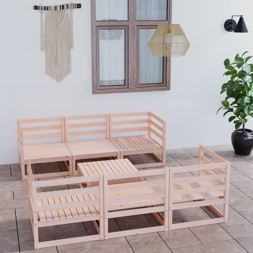 7 Piece Garden Lounge Set Solid Pinewood