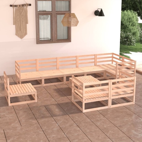 10 Piece Garden Lounge Set Solid Pinewood