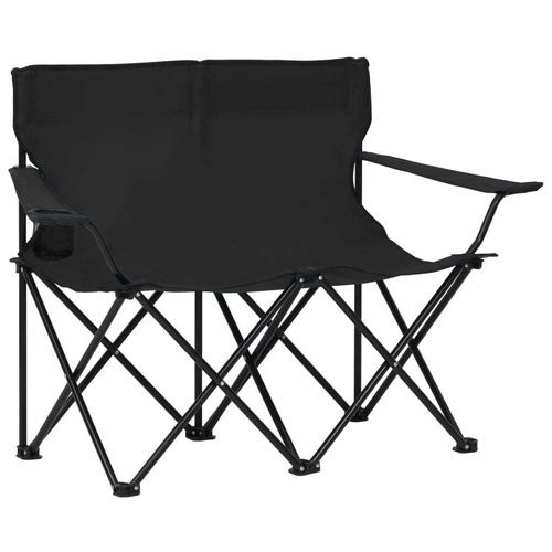 2-Seater Foldable Camping Chair Steel and Fabric