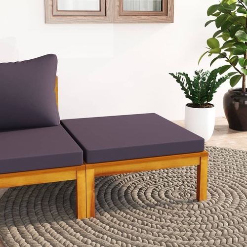 Footrest with Cushion Solid Acacia Wood