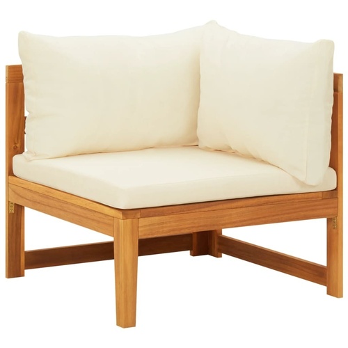 Corner Sofa with Cushions Solid Acacia Wood