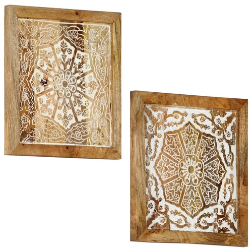 Hand-Carved Wall Panels 2 pcs Solid Mango Wood