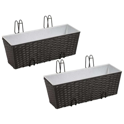 Balcony Trapezoid Rattan Planter 2 pcs