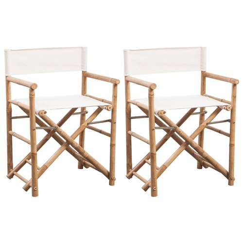 Folding Director's Chair 2 pcs Bamboo and Canvas