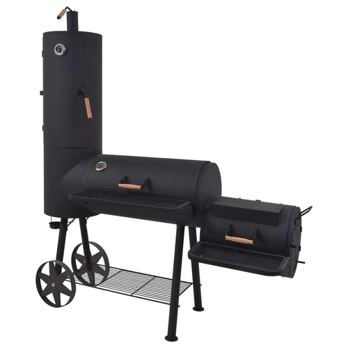 BBQ Charcoal Smoker with Bottom Shelf Black Heavy