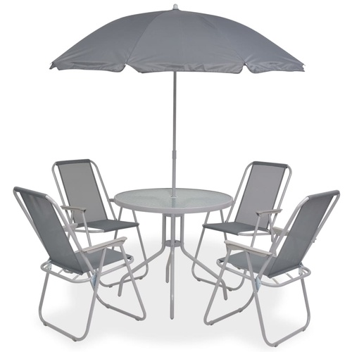 Outdoor Dining Set Steel and Textilene Grey