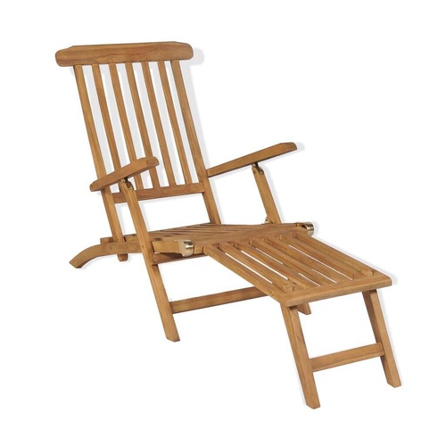 Deck Chair with Footrest Solid Teak Wood