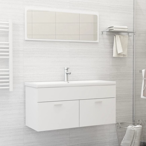 2 Piece Bathroom Furniture Set Engineered Wood