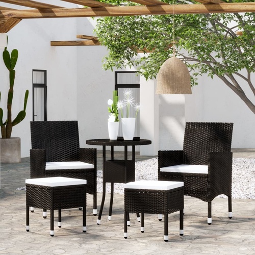 5 Piece Garden Lounge Set Poly Rattan