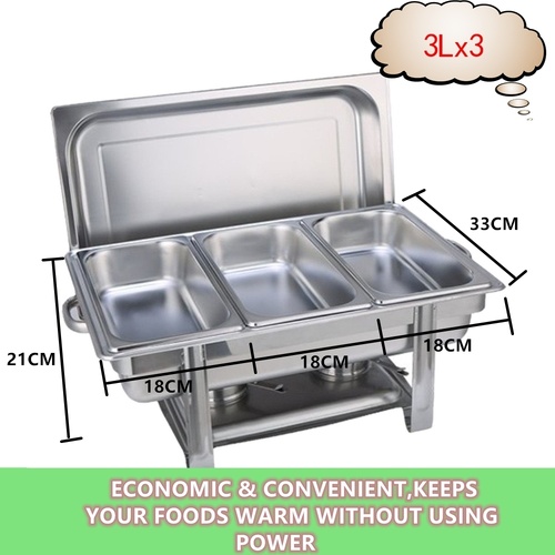 9L Chafing Dish Set Buffet Pan Bain Marie Bow Stainless Steel Food Warmer