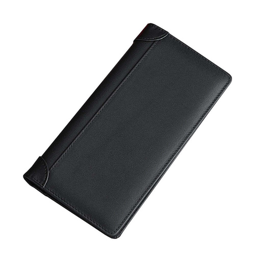 100% Genuine Leather Men's Wallet RFID Blocking Card Holder Bifold and Long Wallets (Long Wallet)