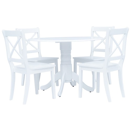 5 Piece Dining Set Solid Rubber Wood