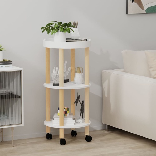 3-tier Trolley 38x38x82 cm Engineered Wood&Solid Wood Pine