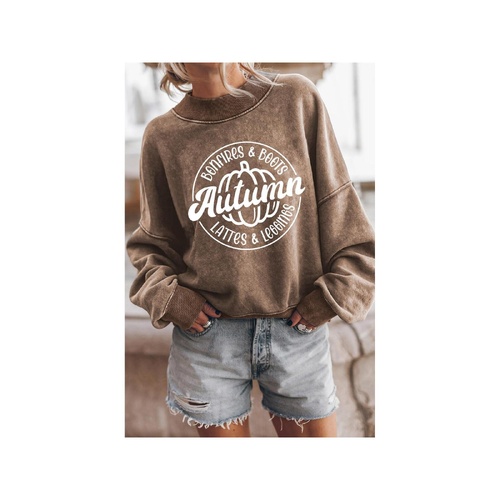 Azura Exchange Autumn Pumpkin Print Drop Shoulder Sweatshirt