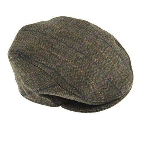 DENTS Abraham Moon Tweed Flat Cap Wool Ivy Hat Driving Cabbie Quilted 1-3038 - Olivearge