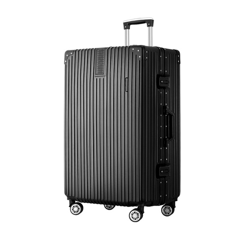 28" Luggage Trolley Travel Suitcase Set TSA Hard Case Lightweight Aluminum Black